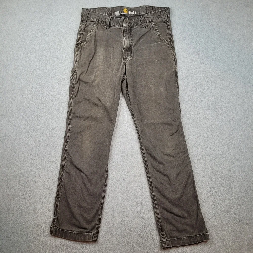 Carhartt Utility Pants Mens 32x30 Gray Relaxed Fit Rugged Flex Rigby 102291-306